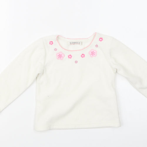 George Baby White Floral Polyester Pullover Jumper Size 18-24 Months