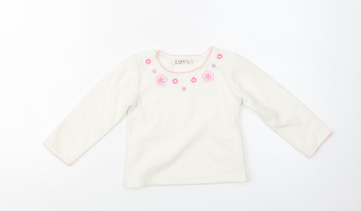 George Baby White Floral Polyester Pullover Jumper Size 18-24 Months