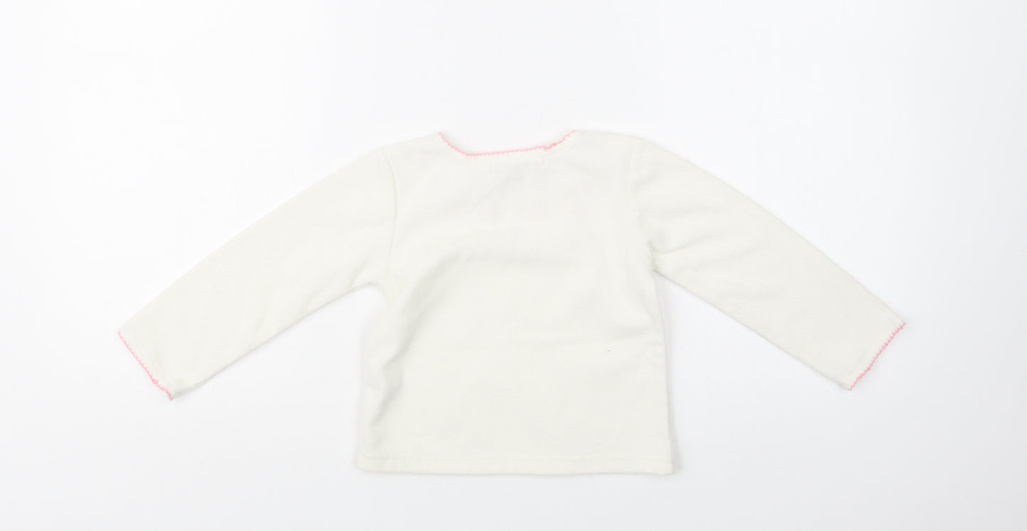 George Baby White Floral Polyester Pullover Jumper Size 18-24 Months