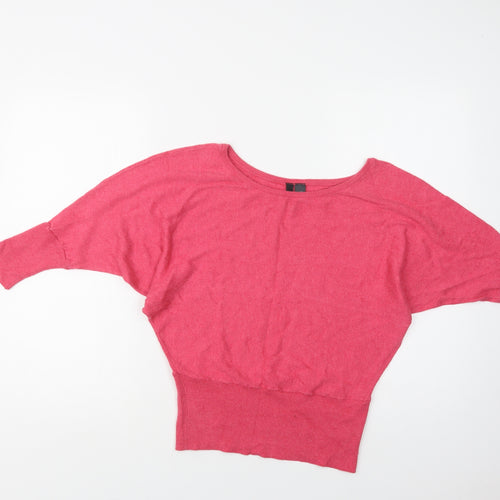 H&M Womens Pink Round Neck  Viscose Pullover Jumper Size 10