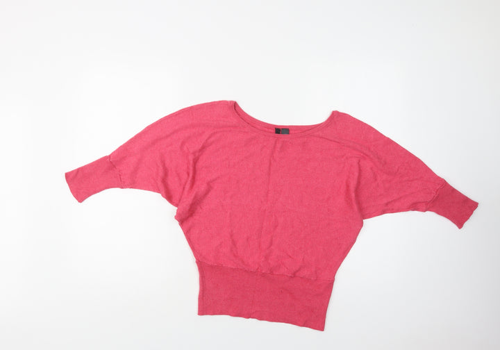 H&M Womens Pink Round Neck  Viscose Pullover Jumper Size 10