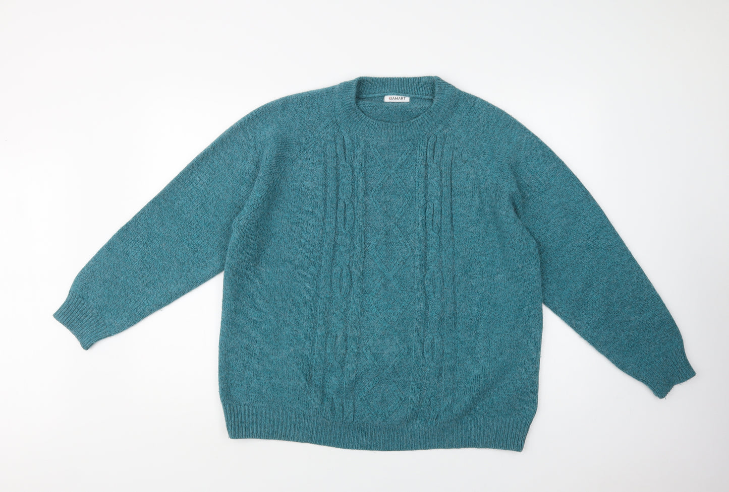 Damart Womens Green Crew Neck  Acrylic Pullover Jumper Size 18