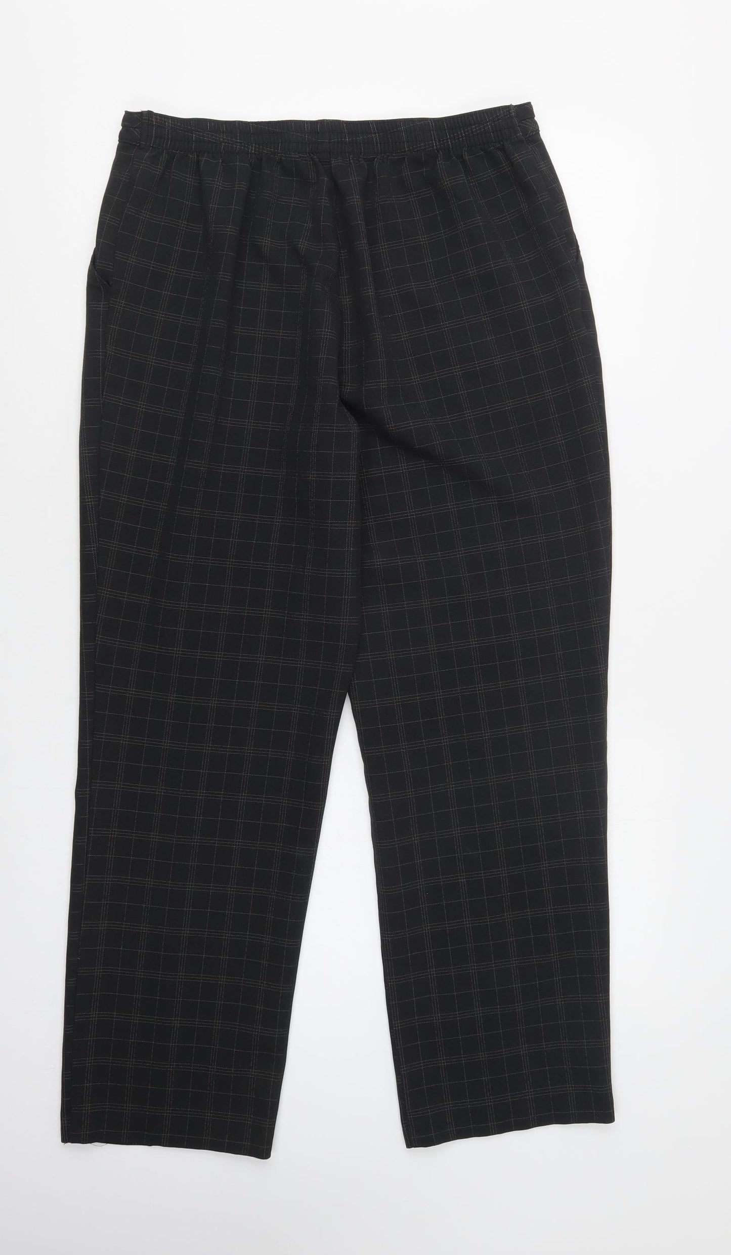 M&S Womens Grey Check Polyester Trousers  Size 14 L28 in Regular