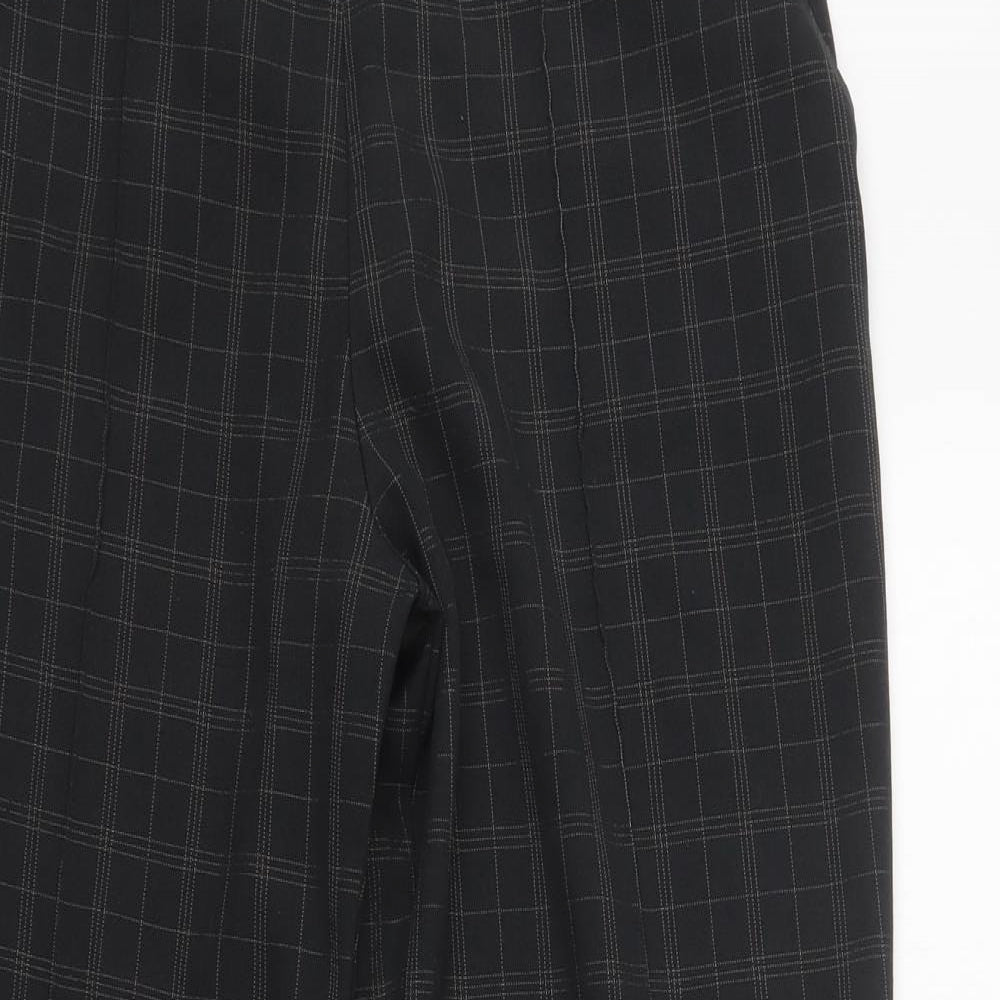 M&S Womens Grey Check Polyester Trousers  Size 14 L28 in Regular