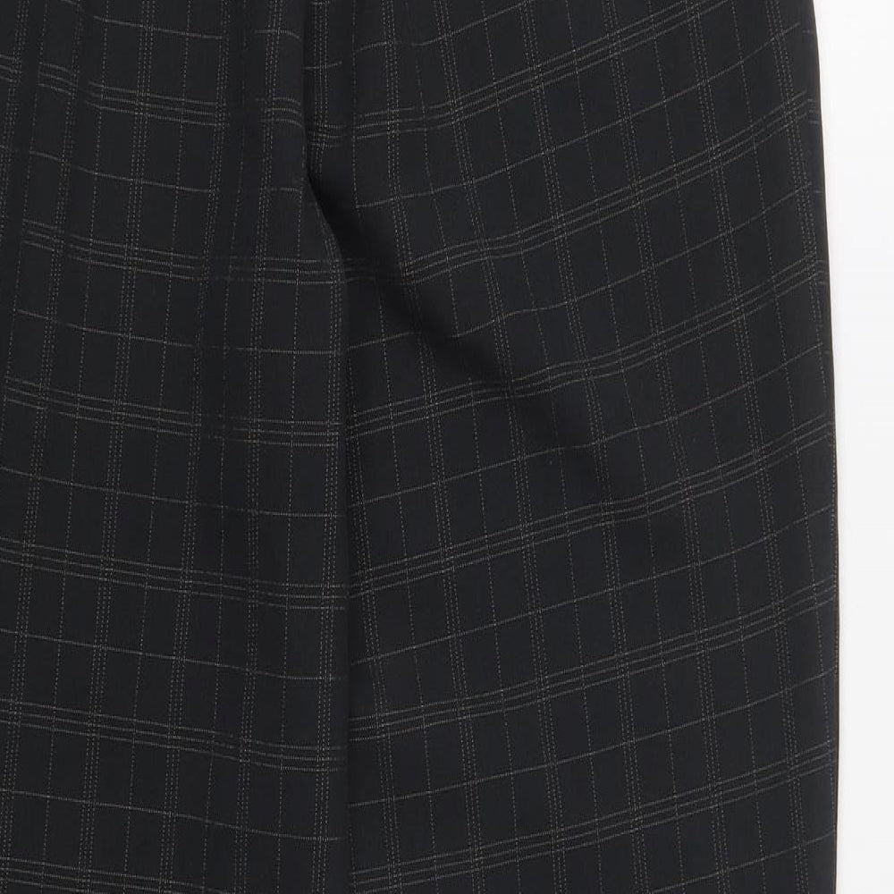 M&S Womens Grey Check Polyester Trousers  Size 14 L28 in Regular