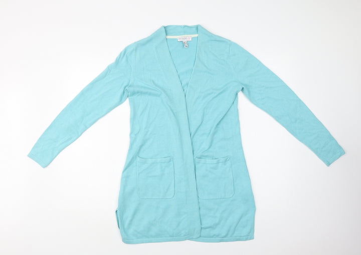 Isaac Mizrahi Womens Blue V-Neck Cotton Cardigan Jumper Size XS