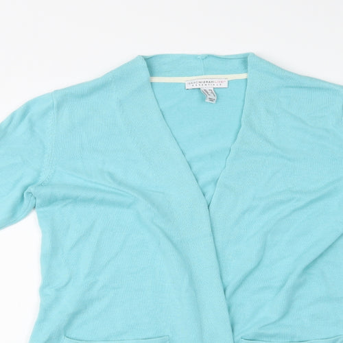 Isaac Mizrahi Womens Blue V-Neck  Cotton Cardigan Jumper Size XS