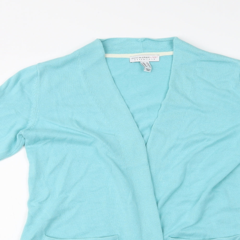 Isaac Mizrahi Womens Blue V-Neck  Cotton Cardigan Jumper Size XS