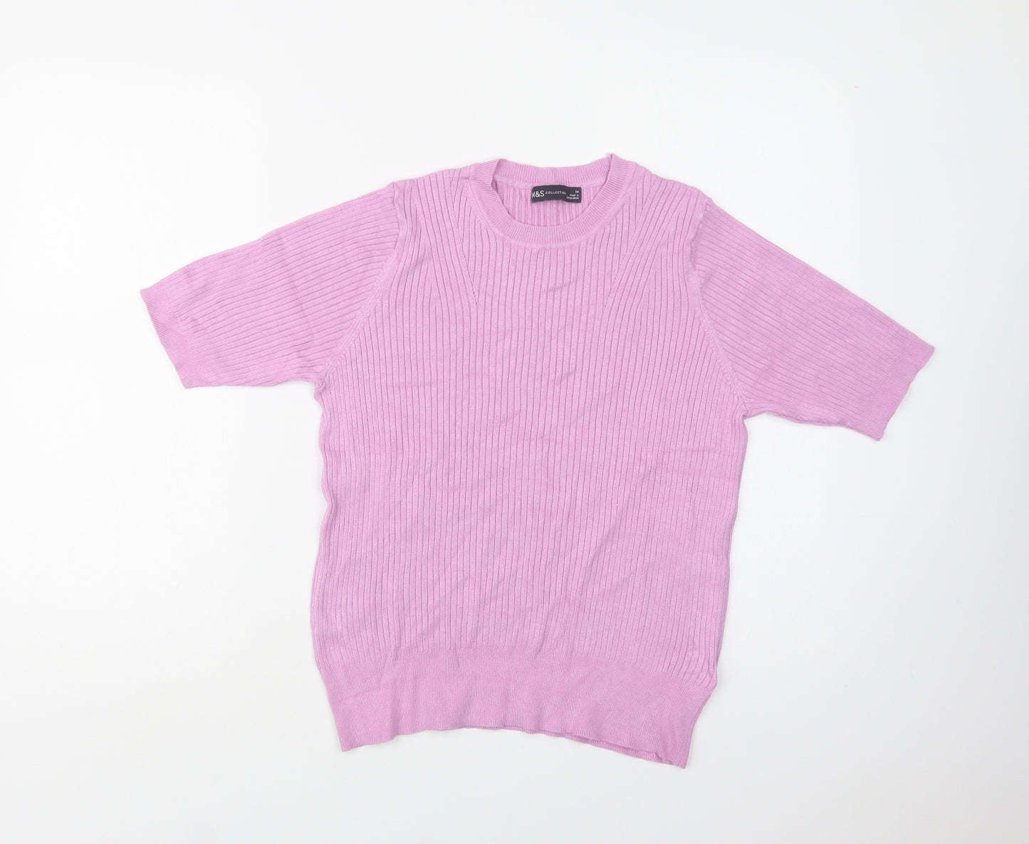 M&S Womens Purple Crew Neck  Viscose Pullover Jumper Size 14