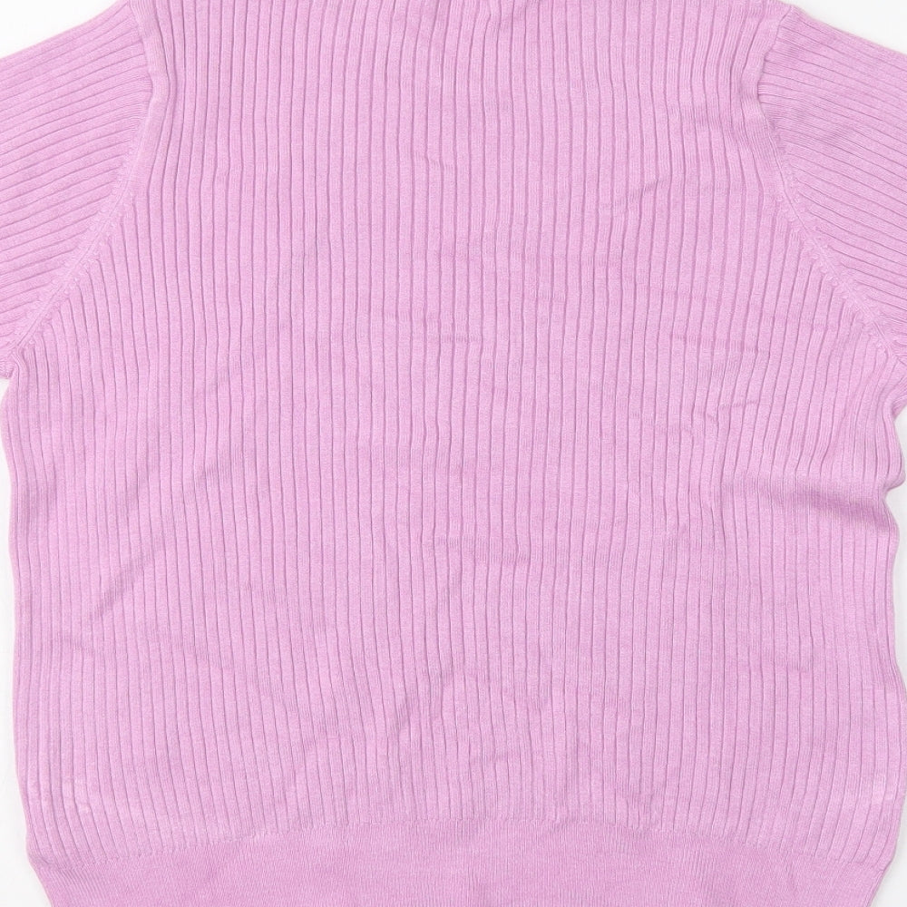 M&S Womens Purple Crew Neck  Viscose Pullover Jumper Size 14