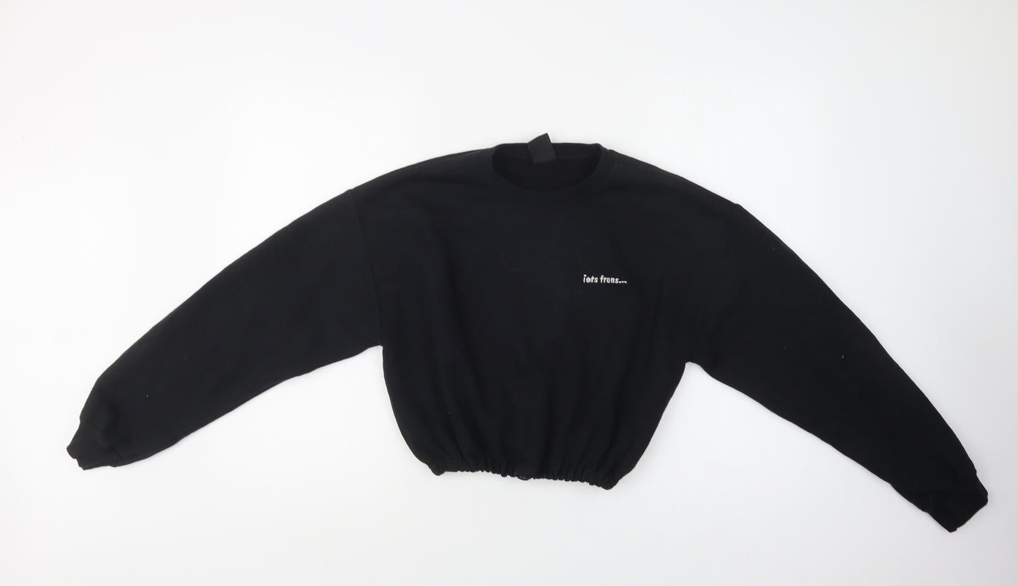 iets frans... Womens Black  Cotton Pullover Sweatshirt Size S   - Cropped
