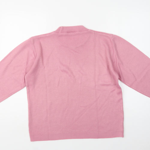In Stitches  Womens Pink Crew Neck  Acrylic Pullover Jumper Size L