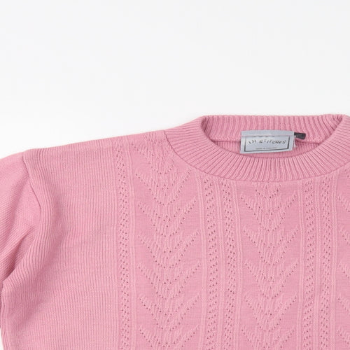 In Stitches  Womens Pink Crew Neck  Acrylic Pullover Jumper Size L