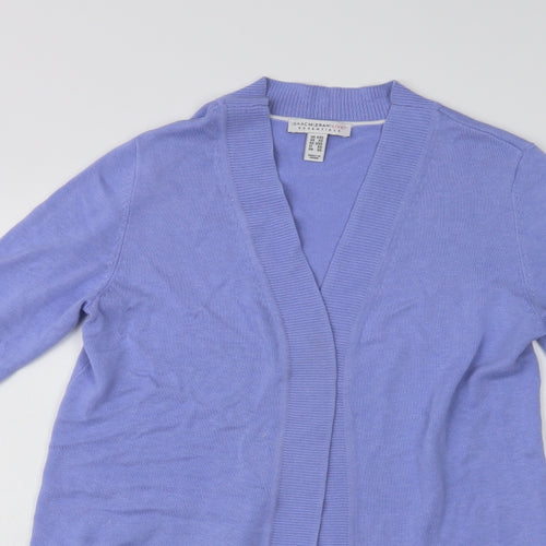 Isaac Mizrahi Womens Purple V-Neck  Cotton Cardigan Jumper Size XS
