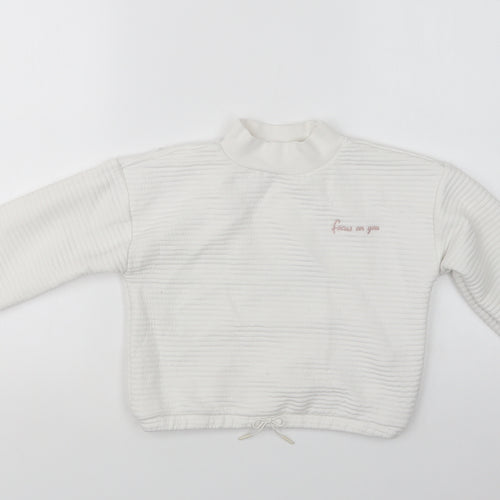 Primark Girls White  Polyester Pullover Sweatshirt Size 9-10 Years