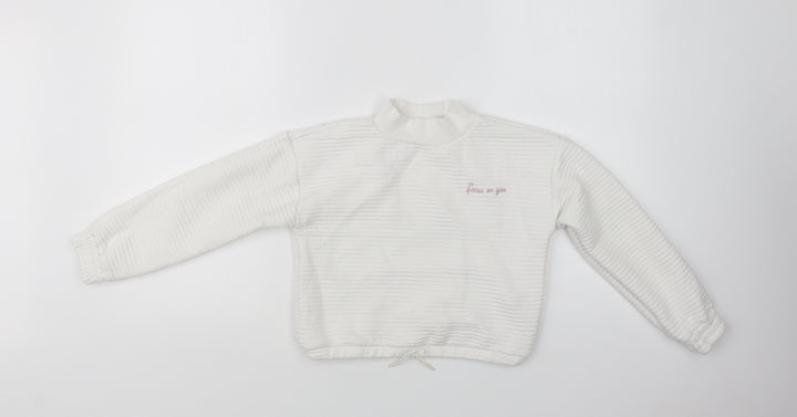 Primark Girls White Polyester Pullover Sweatshirt Size 9-10 Years