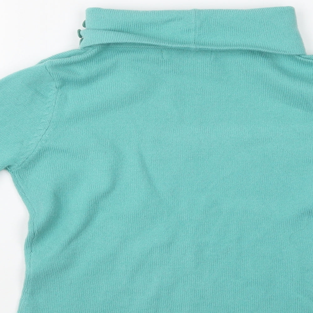 Topshop Womens Green Roll Neck  Acrylic Pullover Jumper Size 10