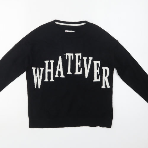 Outfit Girls Black Crew Neck  Viscose Pullover Jumper Size 9 Years