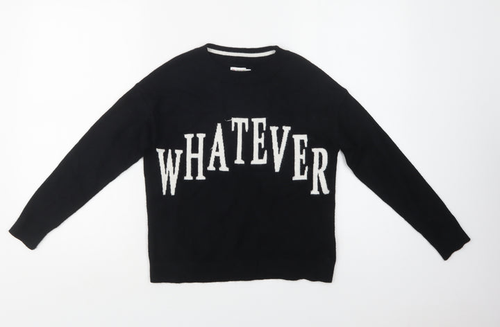 Outfit Girls Black Crew Neck Viscose Pullover Jumper Size 9 Years
