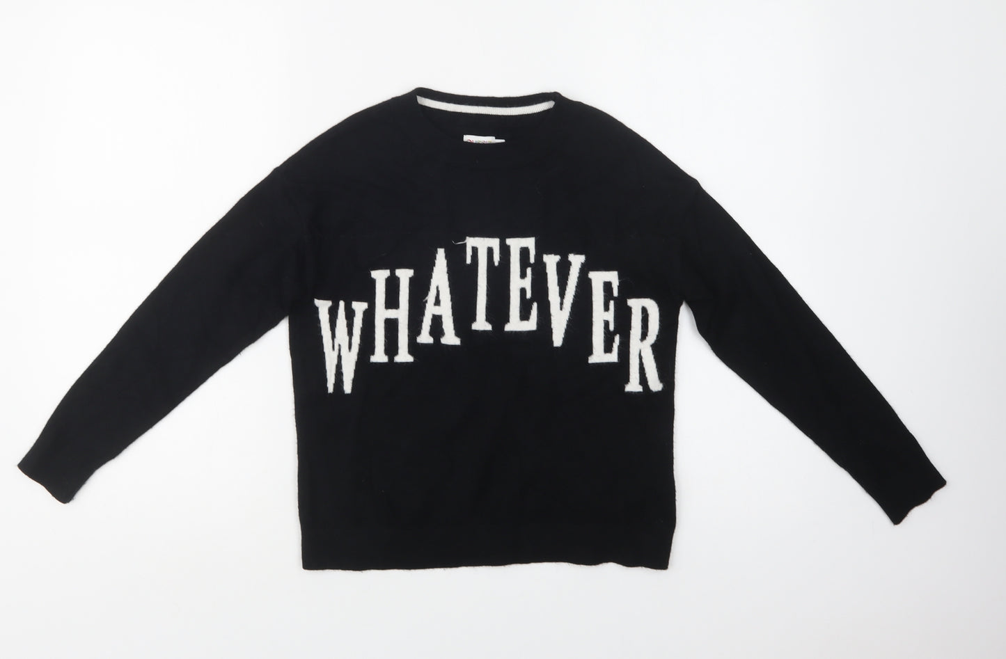 Outfit Girls Black Crew Neck  Viscose Pullover Jumper Size 9 Years