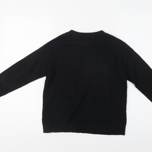 Outfit Girls Black Crew Neck  Viscose Pullover Jumper Size 9 Years
