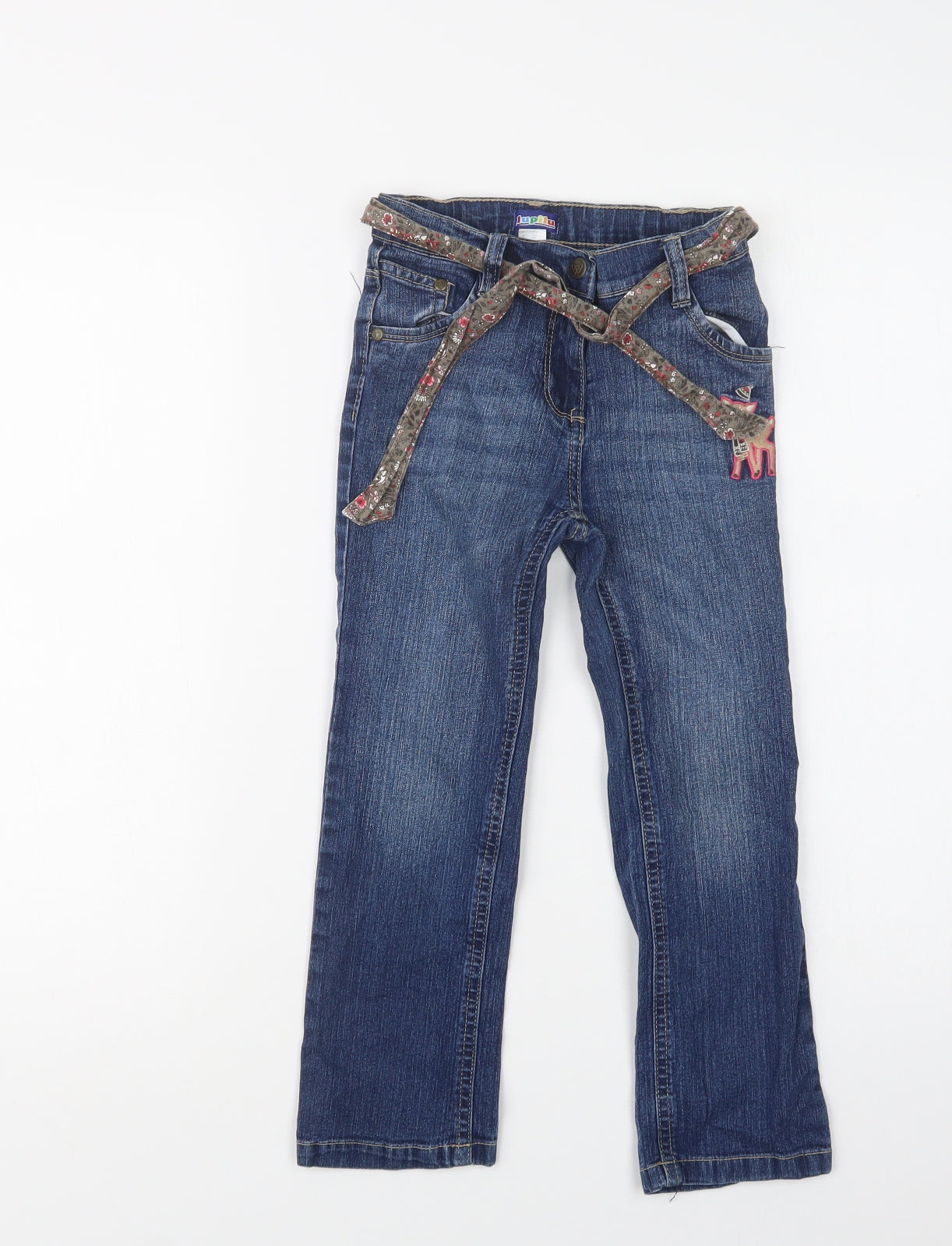 Lupilu Girls Blue  Cotton Straight Jeans Size 5-6 Years  Regular Hook & Loop