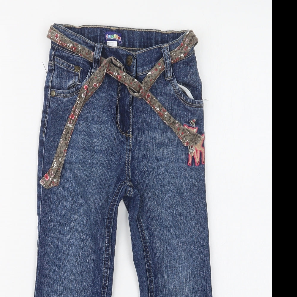 Lupilu Girls Blue  Cotton Straight Jeans Size 5-6 Years  Regular Hook & Loop