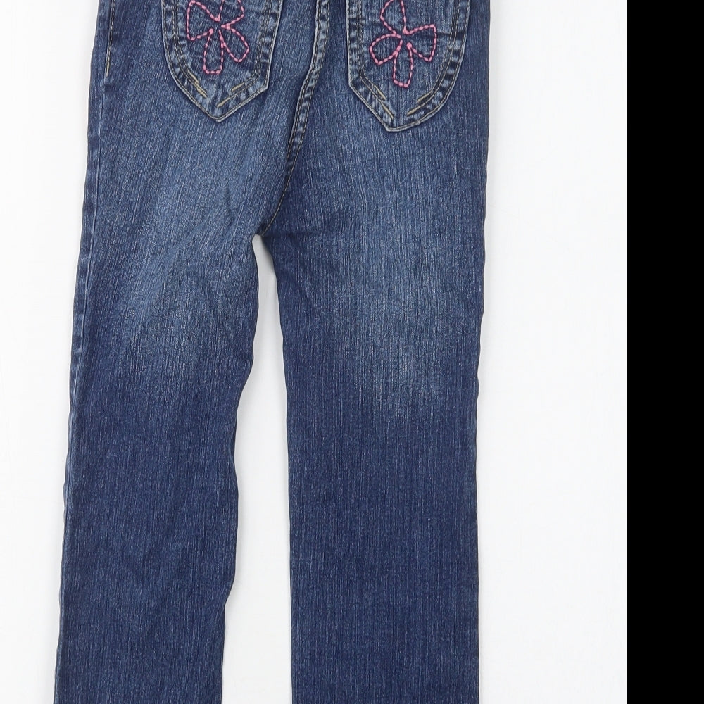 Lupilu Girls Blue  Cotton Straight Jeans Size 5-6 Years  Regular Hook & Loop