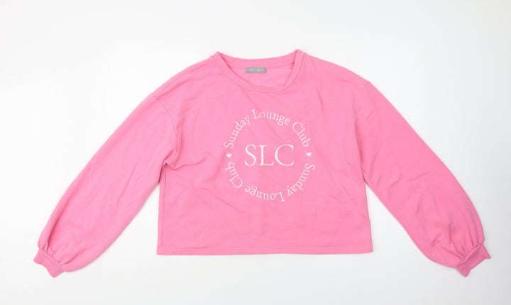 New Look Womens Pink  Polyester Pullover Sweatshirt Size 14
