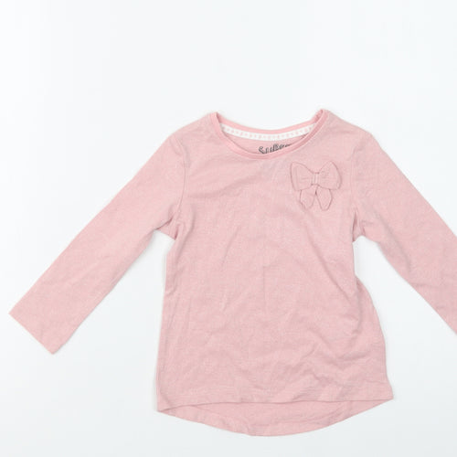 F&F Baby Pink Striped Cotton Basic Blouse Size 12 Months Crew Neck