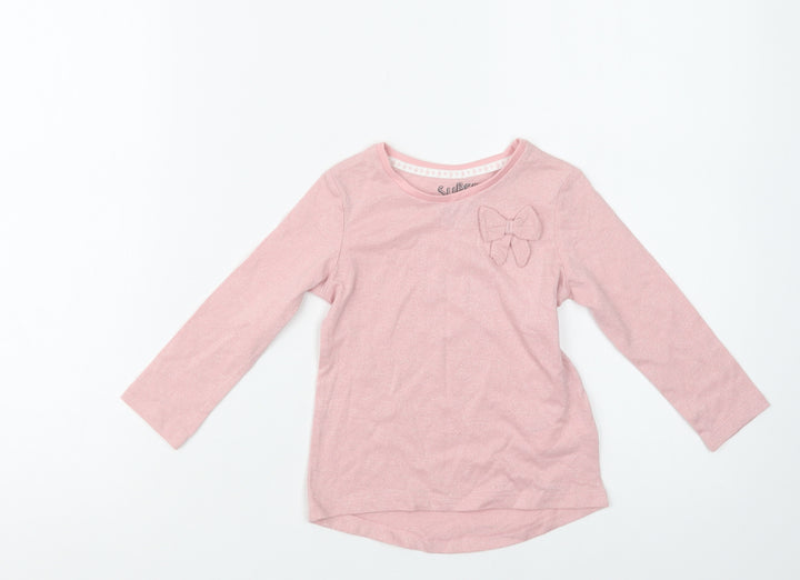 F&F Baby Pink Striped Cotton Basic Blouse Size 12 Months Crew Neck