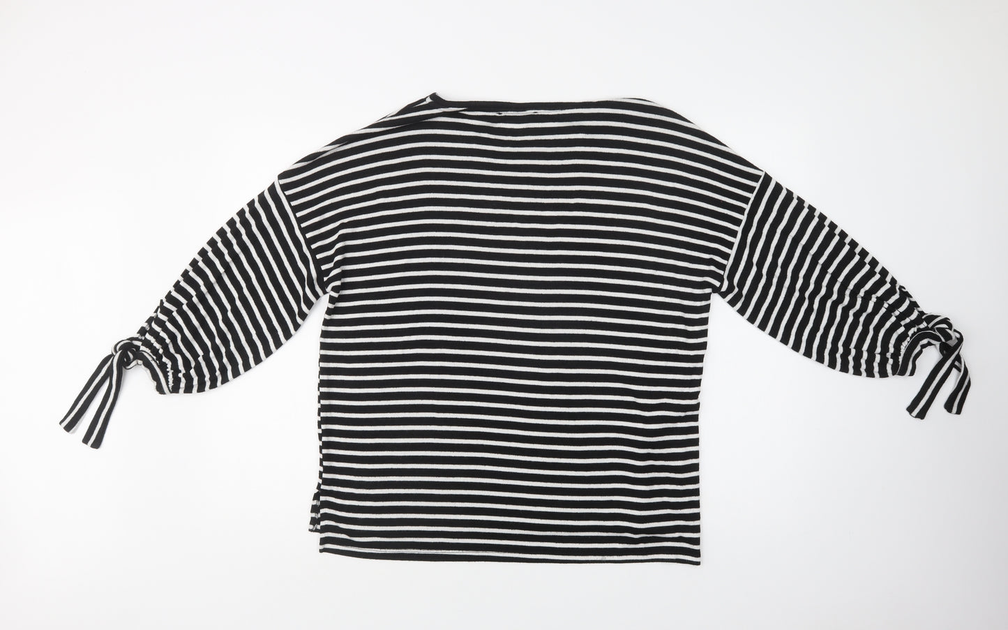 Mango Womens Black Crew Neck Striped Viscose Pullover Jumper Size S