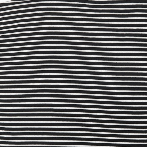 Mango Womens Black Crew Neck Striped Viscose Pullover Jumper Size S