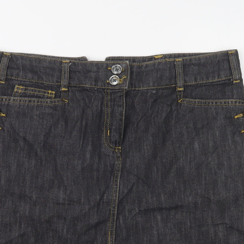 George Womens Grey  Cotton Straight & Pencil Skirt Size 12   Button