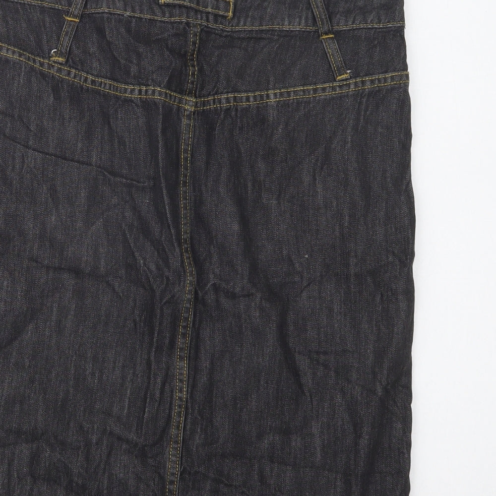 George Womens Grey  Cotton Straight & Pencil Skirt Size 12   Button