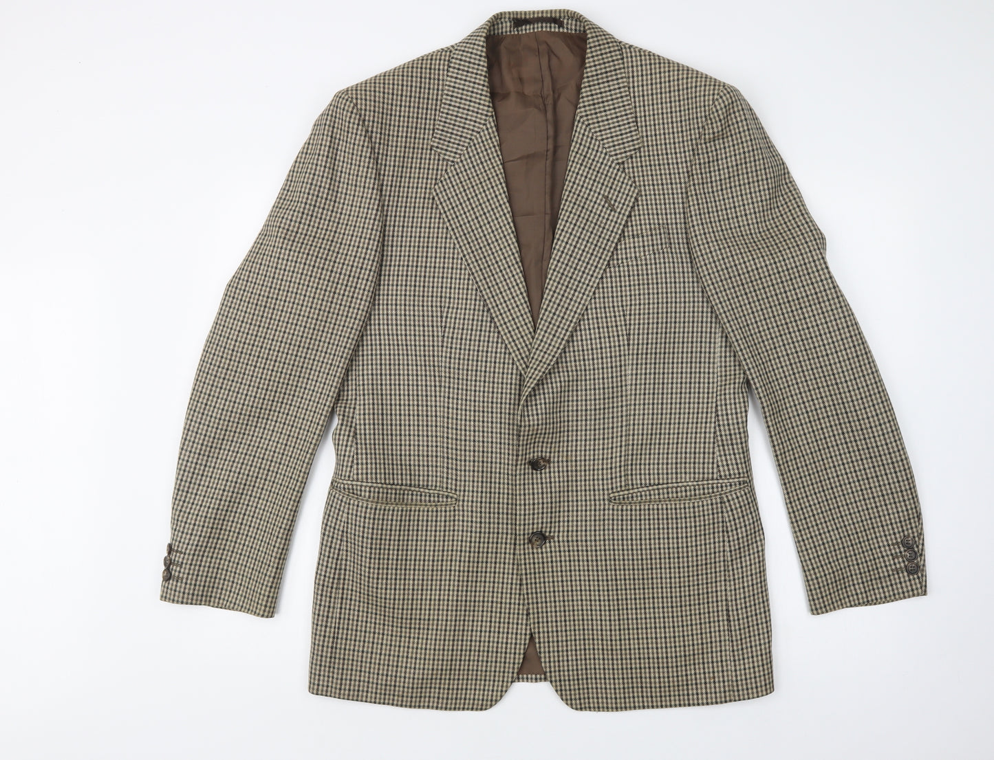 Preworn Mens Beige Check  Jacket Coat Size 40  Button