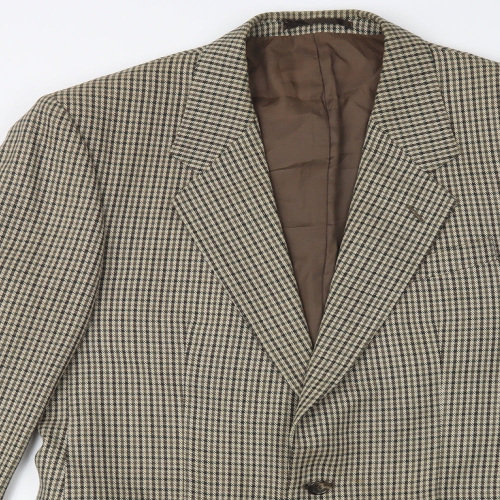 Preworn Mens Beige Check  Jacket Coat Size 40  Button