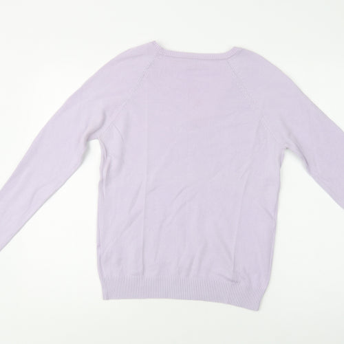 Preworn Womens Purple V-Neck  Cotton Pullover Jumper Size L
