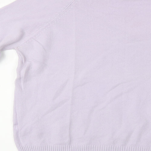 Preworn Womens Purple V-Neck  Cotton Pullover Jumper Size L