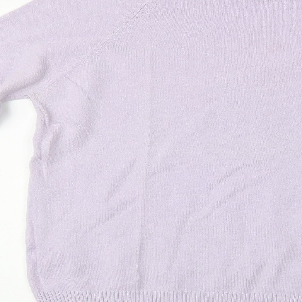 Preworn Womens Purple V-Neck  Cotton Pullover Jumper Size L