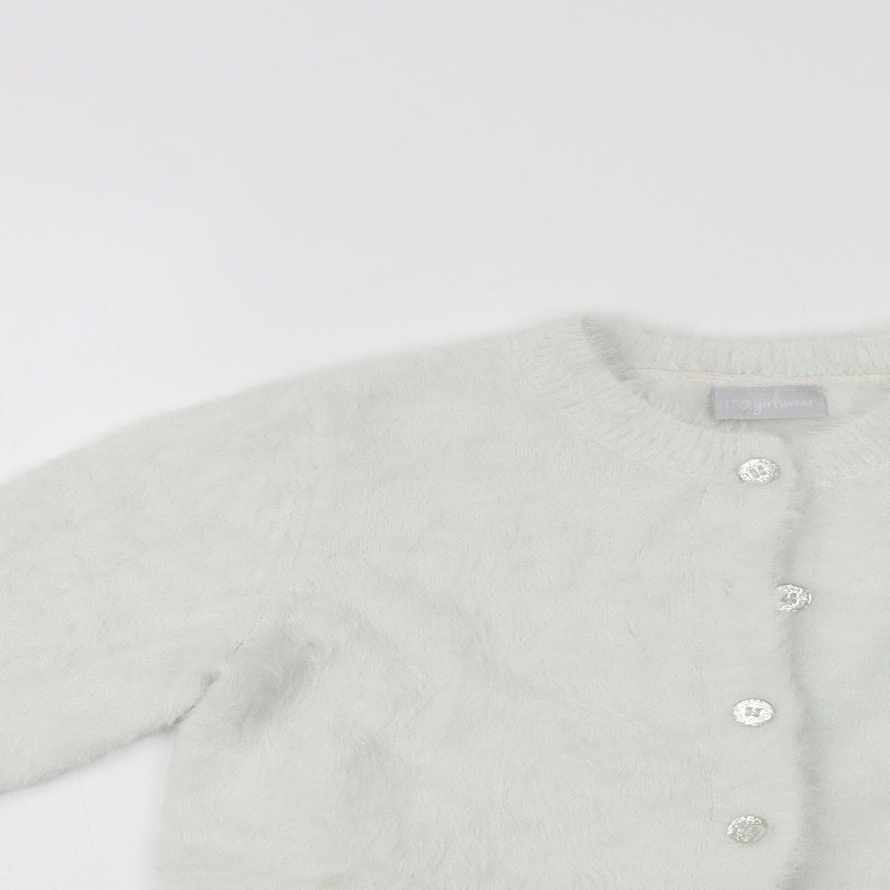 Matalan Girls White Crew Neck  Polyester Cardigan Jumper Size 10 Years  Button