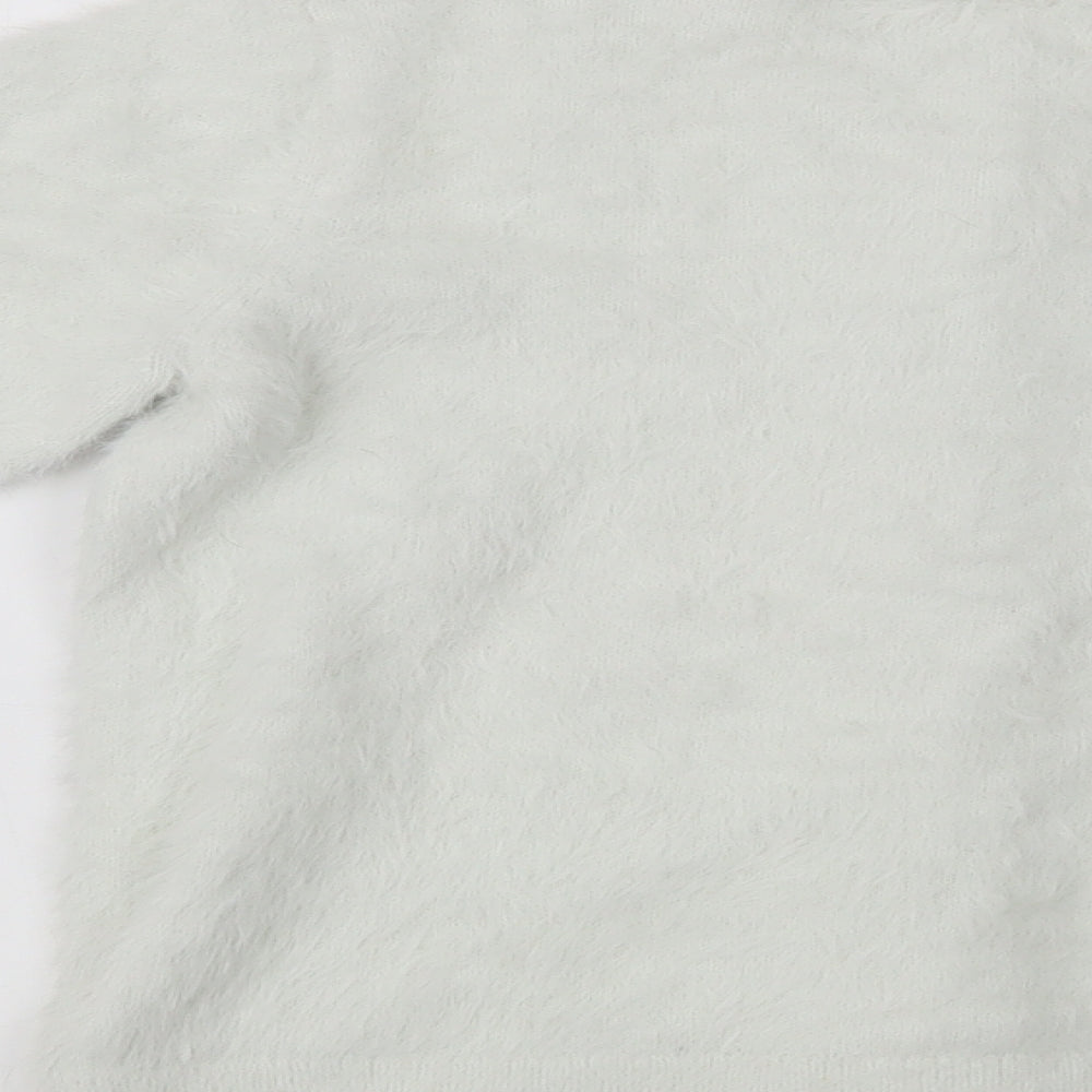 Matalan Girls White Crew Neck  Polyester Cardigan Jumper Size 10 Years  Button