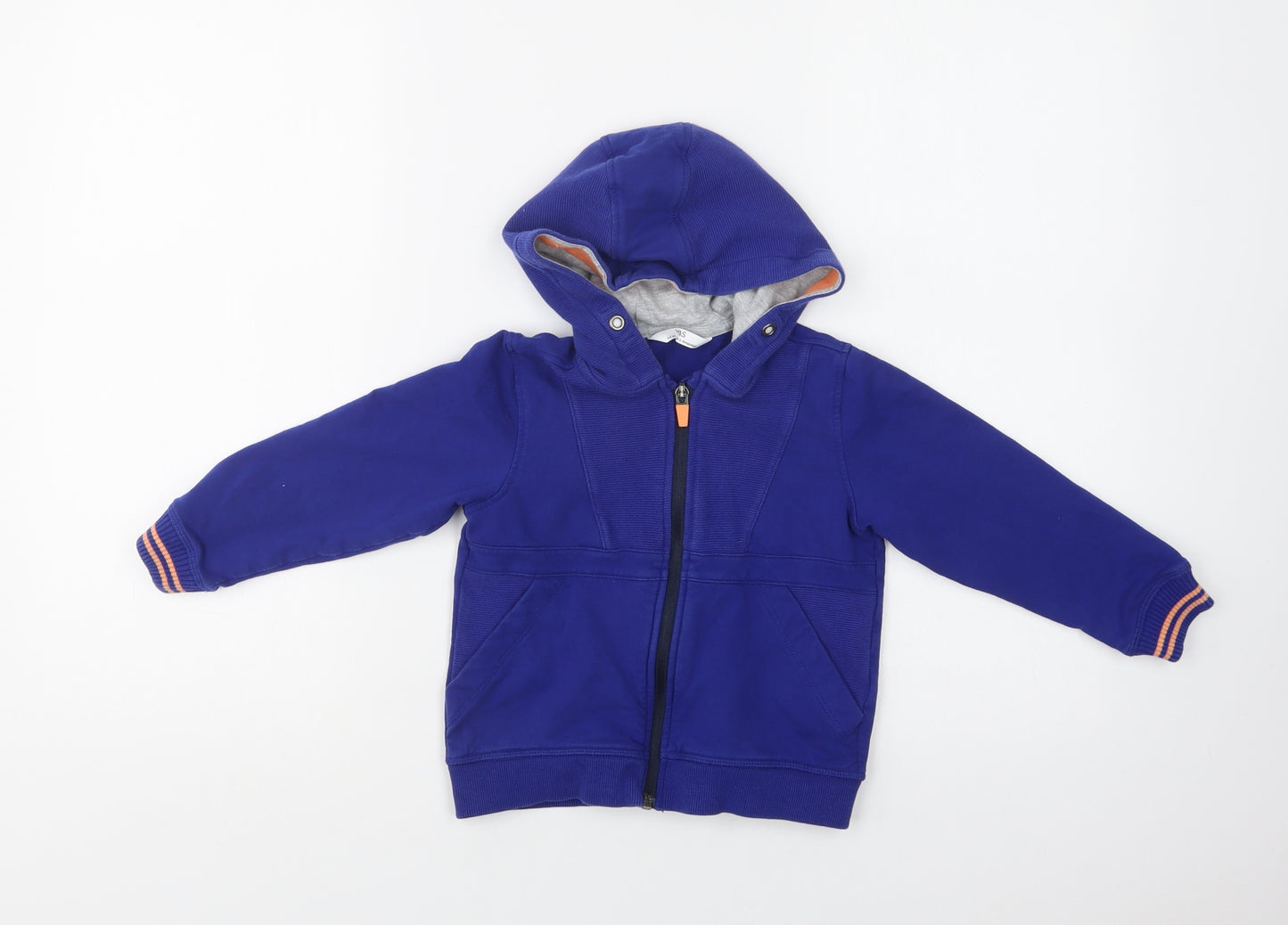 M&S Girls Blue  Cotton Full Zip Hoodie Size 3-4 Years  Zip