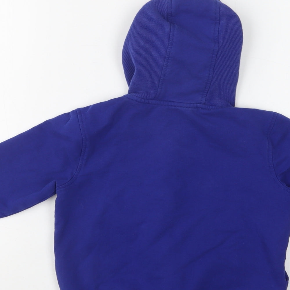 M&S Girls Blue  Cotton Full Zip Hoodie Size 3-4 Years  Zip