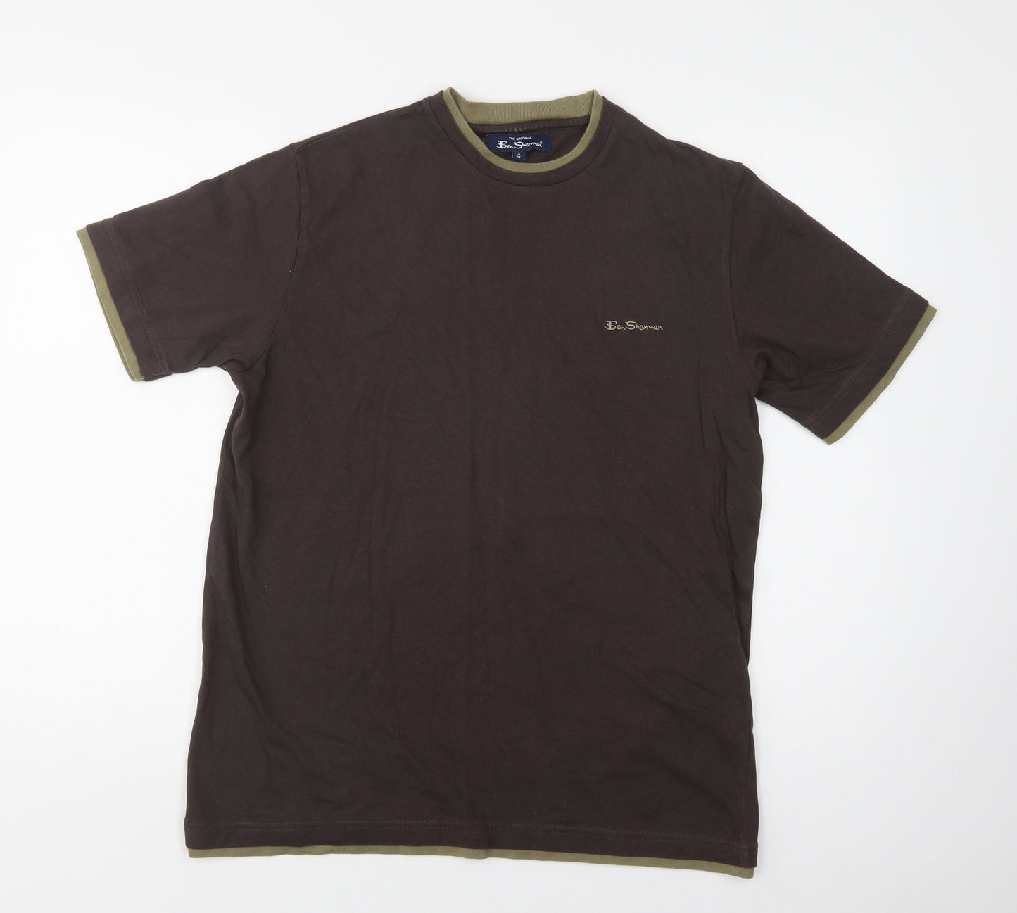 Ben Sherman Mens Brown  Cotton  T-Shirt Size M Crew Neck