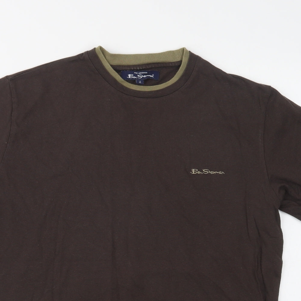 Ben Sherman Mens Brown  Cotton  T-Shirt Size M Crew Neck