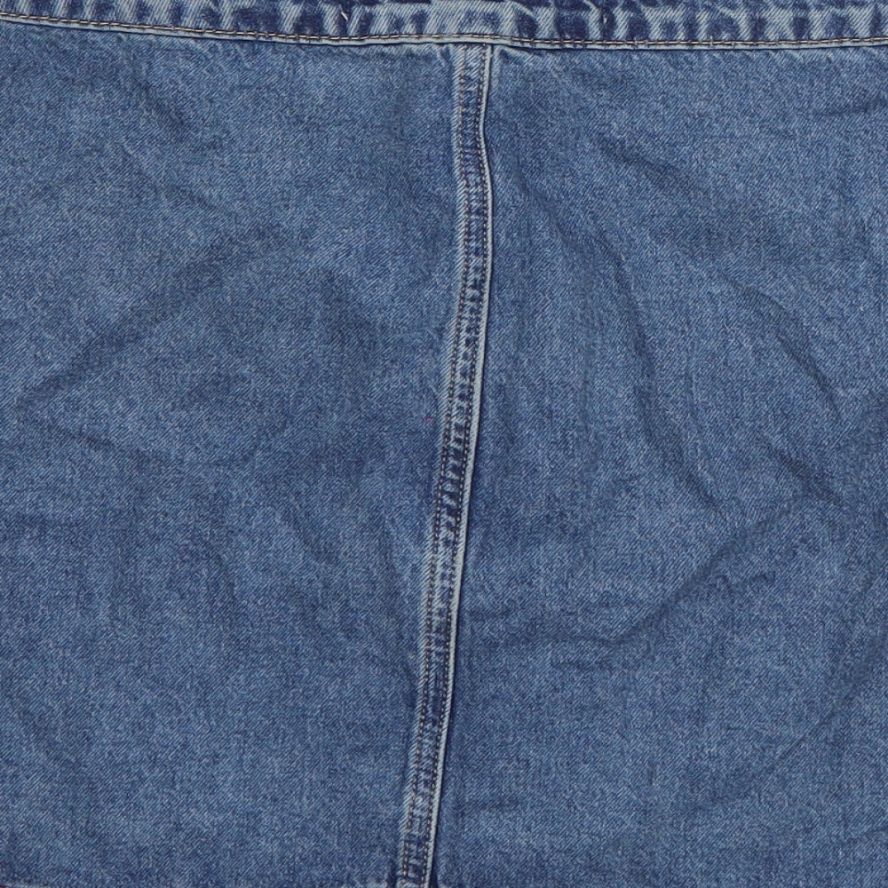 Denim & Co. Womens Blue  Cotton A-Line Skirt Size 10   Button - Distressed