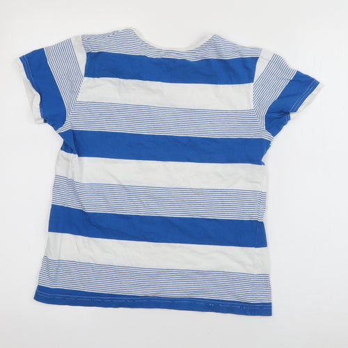 Rebel Boys Blue Striped Cotton Basic T-Shirt Size 10-11 Years Round Neck Pullover