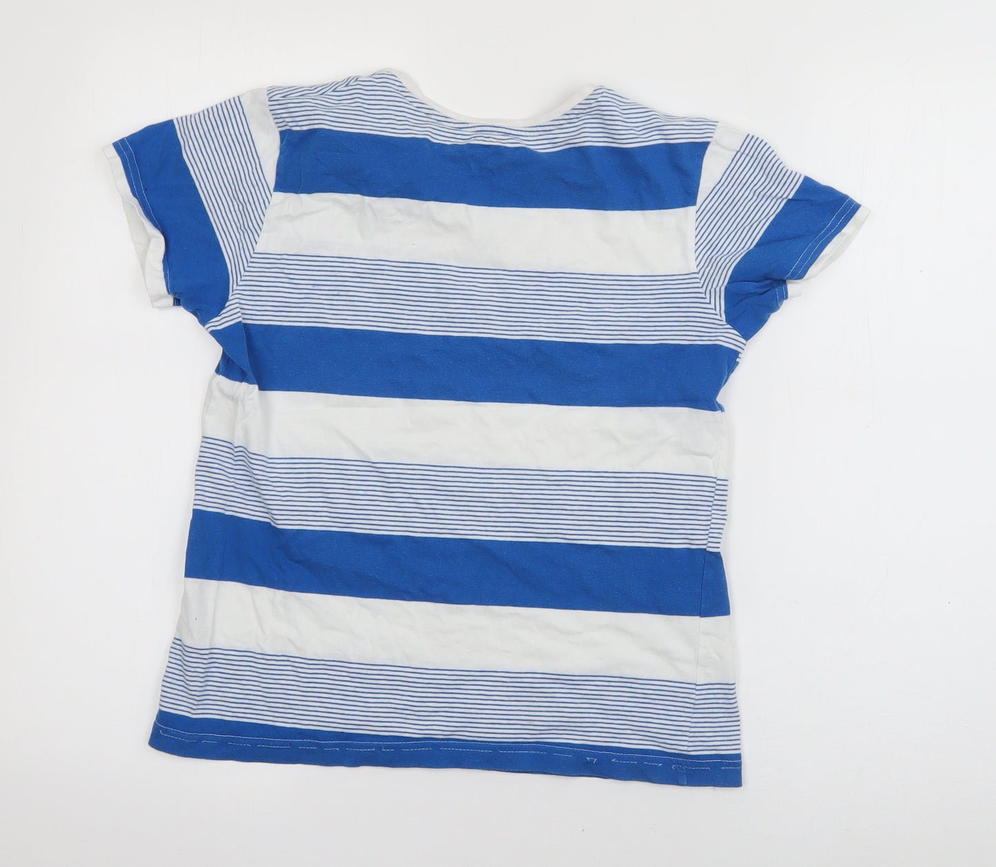 Rebel Boys Blue Striped Cotton Basic T-Shirt Size 10-11 Years Round Neck Pullover