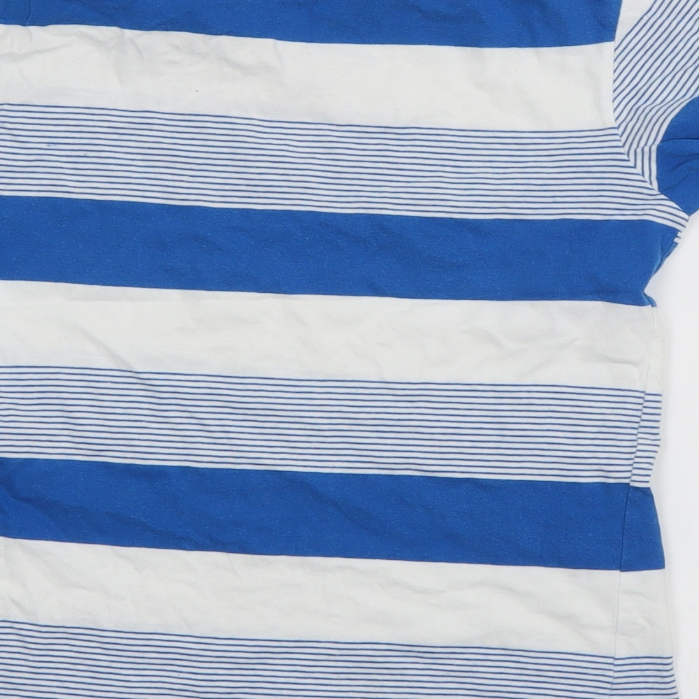 Rebel Boys Blue Striped Cotton Basic T-Shirt Size 10-11 Years Round Neck Pullover